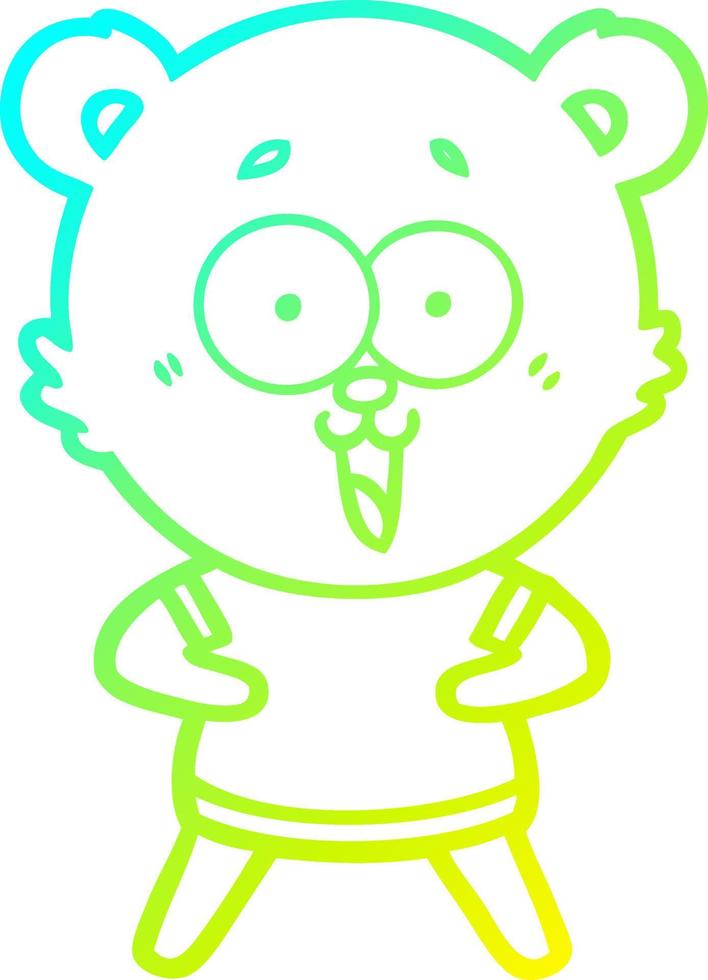 cold gradient line drawing laughing teddy  bear cartoon vector