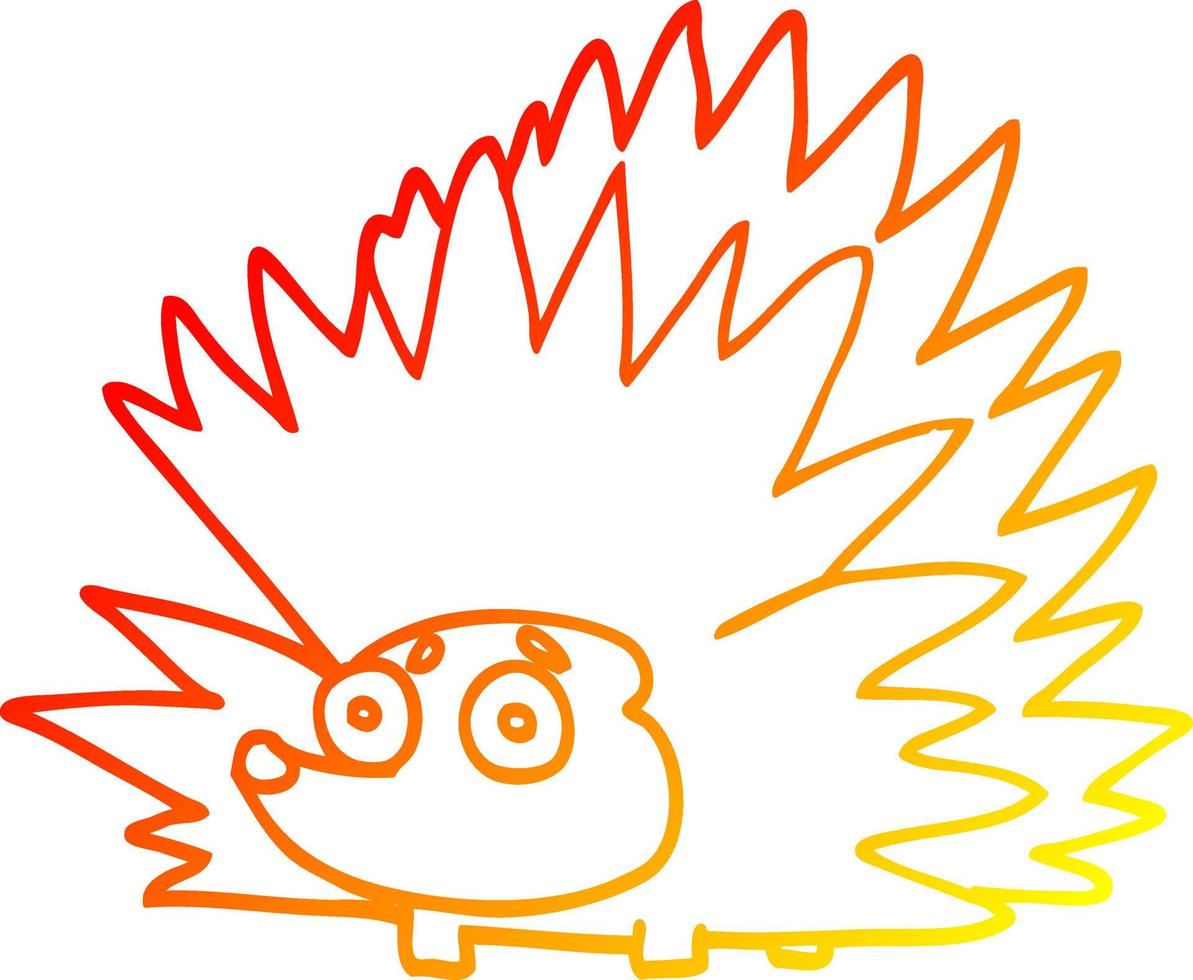 warm gradient line drawing cartoon spiky hedgehog vector