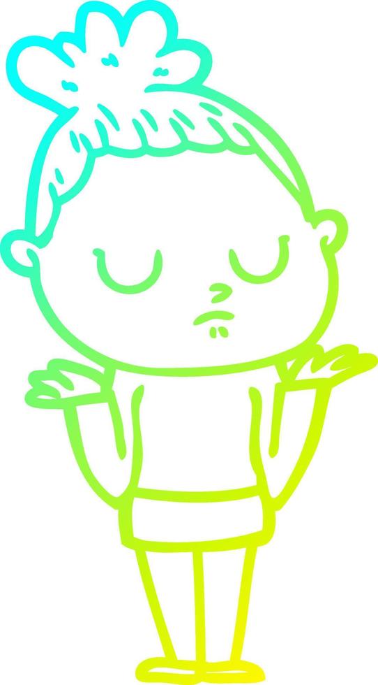 cold gradient line drawing cartoon calm woman vector