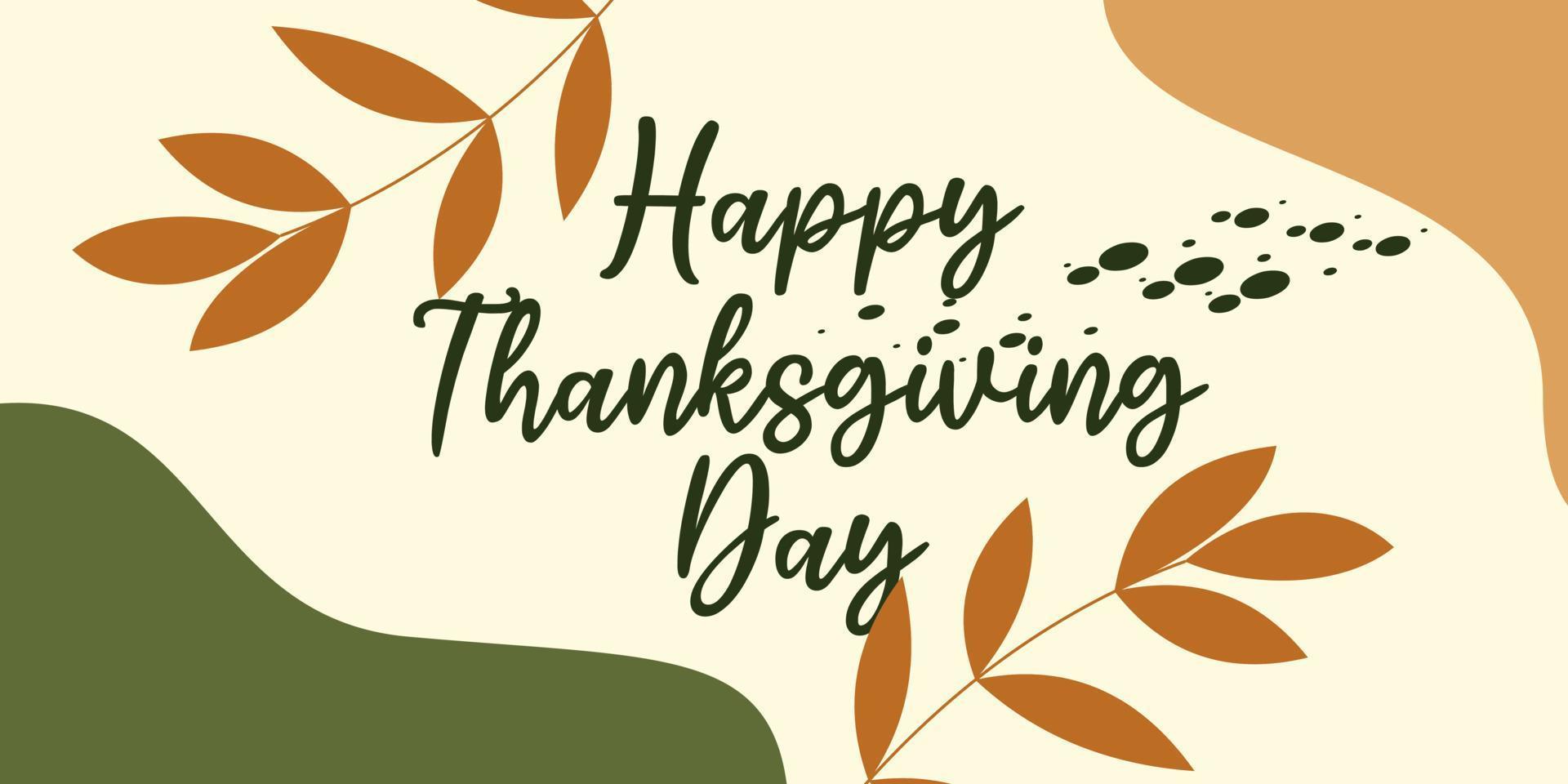 Happy thanksgiving day with autumn leaves. Hand drawn text lettering for Thanksgiving Day. design for print greetings card, banner, poster. vector