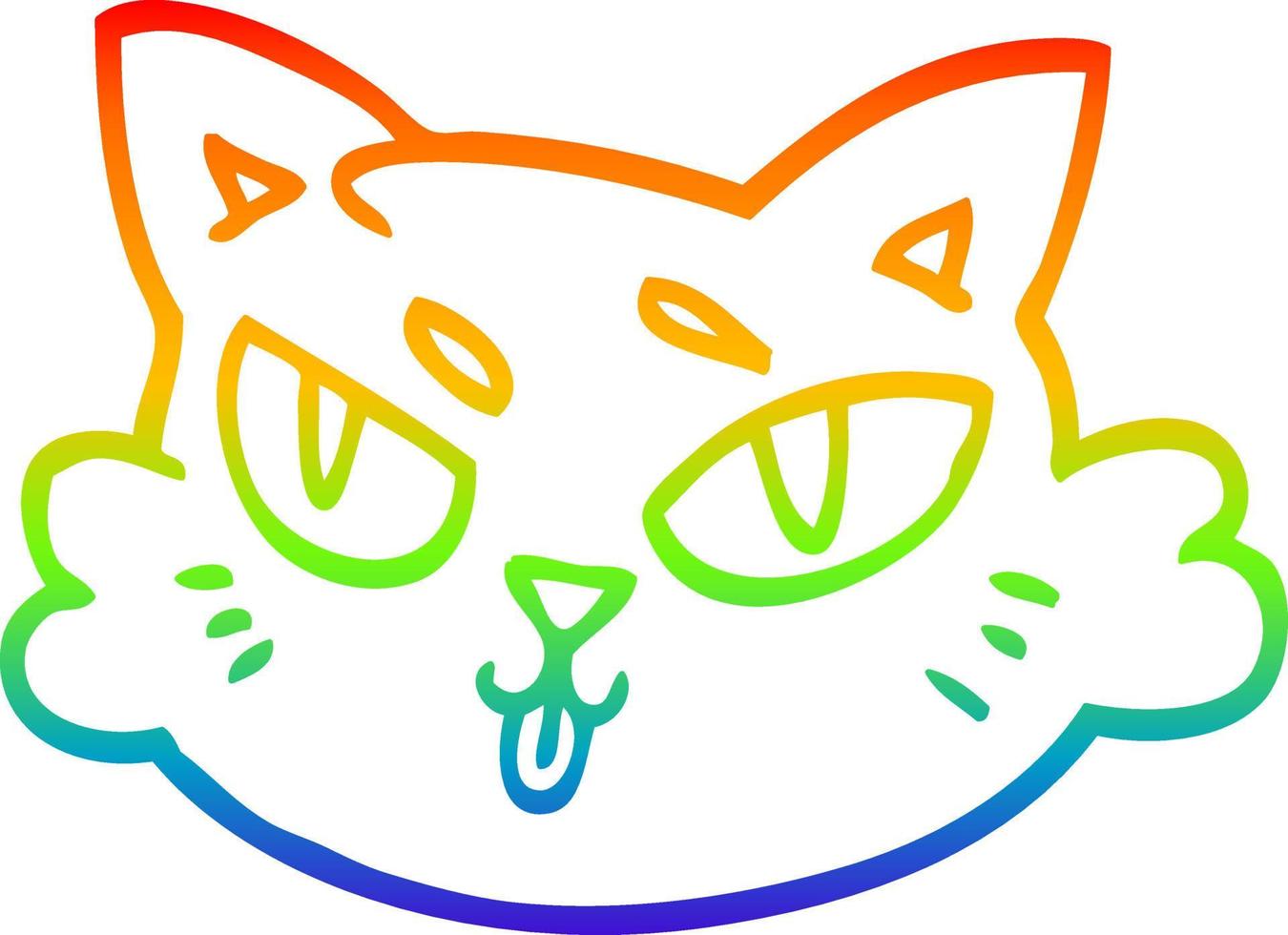 rainbow gradient line drawing cartoon cats face vector