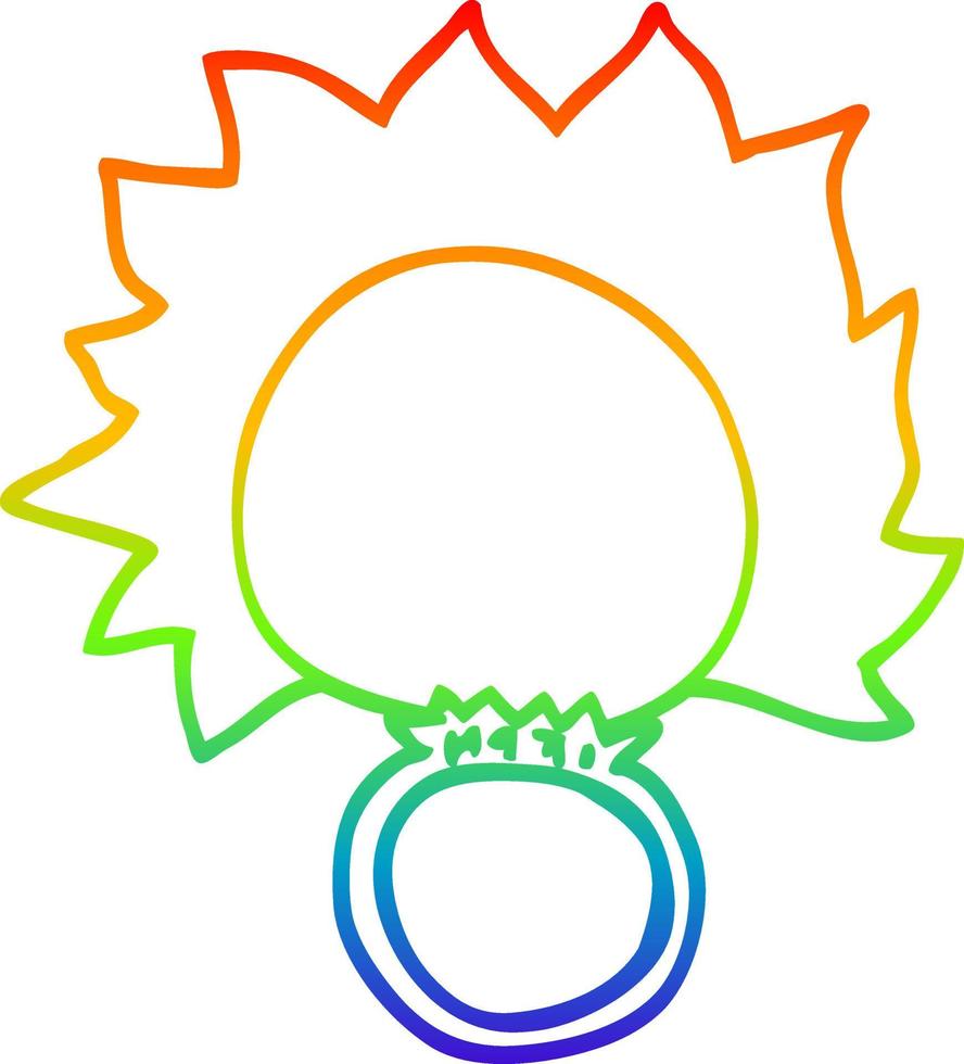 rainbow gradient line drawing cartoon fire ball ring vector