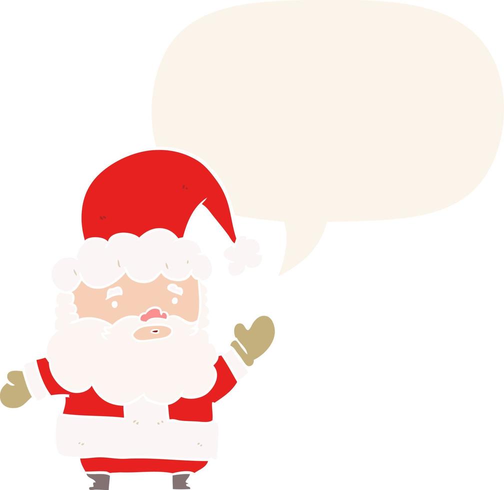 caricatura, santa claus, ondulación, y, burbuja del discurso, en, estilo retro vector