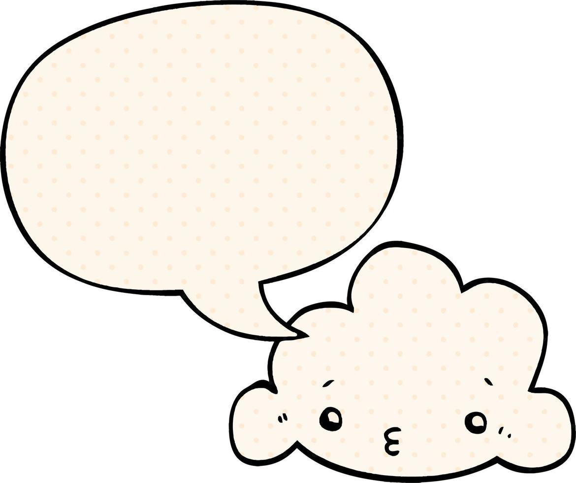 cute cartoon cloud and speech bubble in comic book style vector