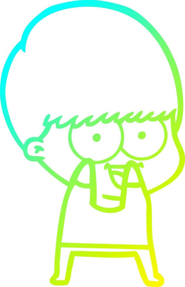 cold gradient line drawing happy cartoon boy vector