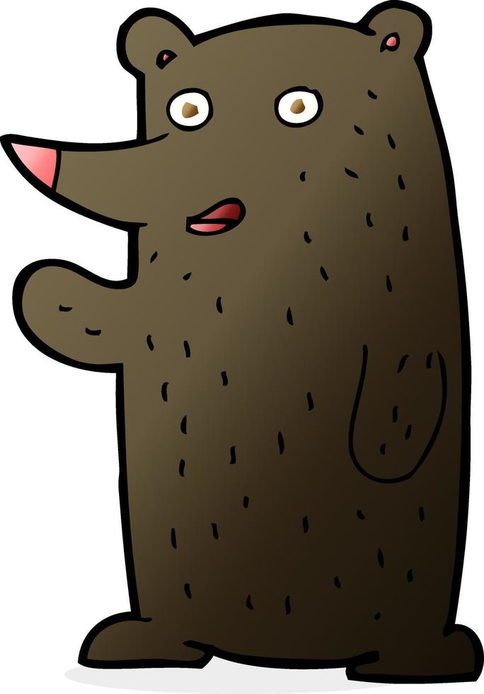 cartoon waving black  bear vector