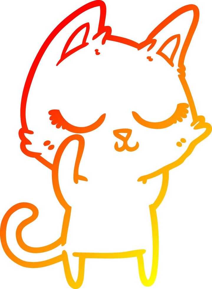 dibujo lineal de gradiente cálido gato de dibujos animados tranquilo vector