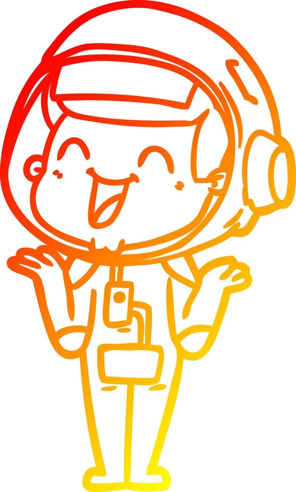 warm gradient line drawing happy cartoon astronaut vector