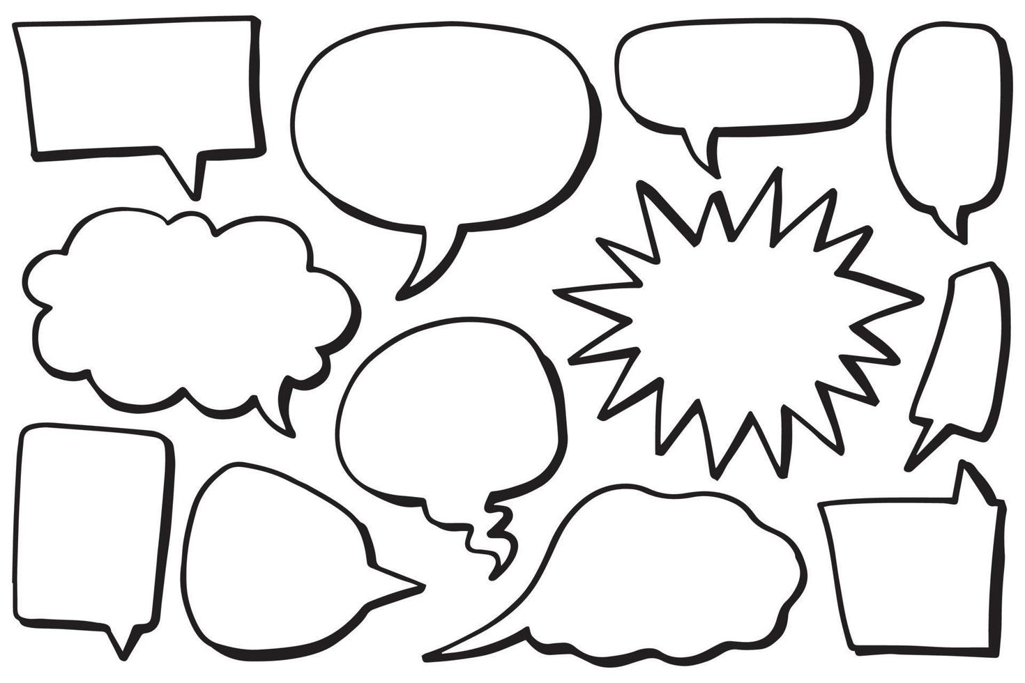 Hand drawn set of speech bubbles isolated . Doodle set element. Vector illustration.