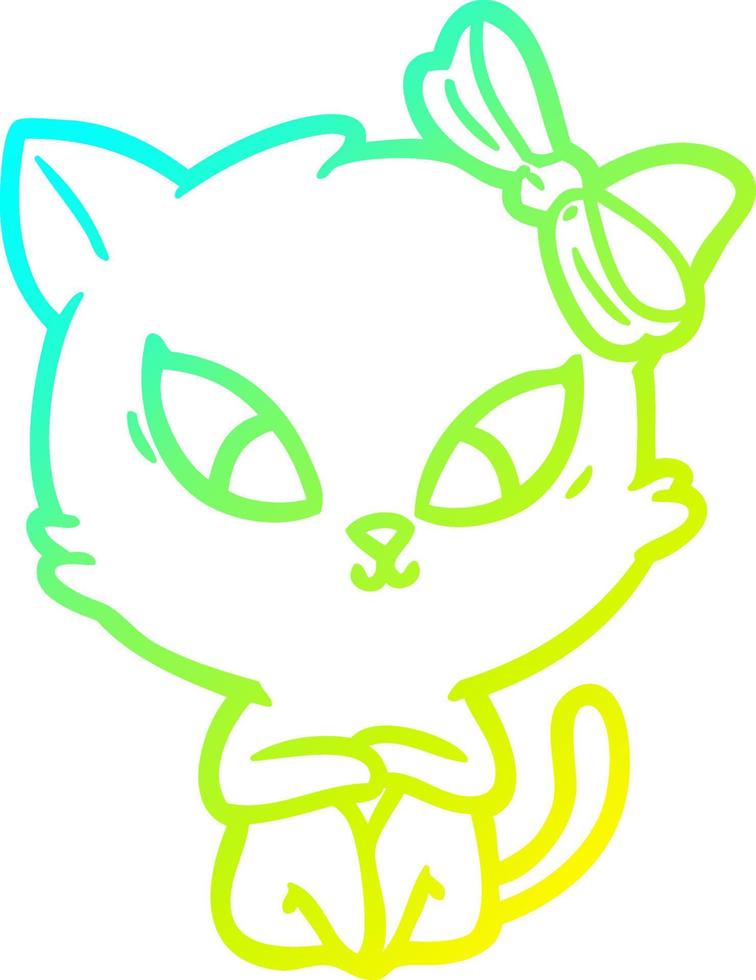 cold gradient line drawing cartoon cat vector