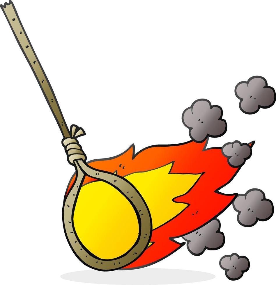 freehand drawn cartoon flaming noose vector