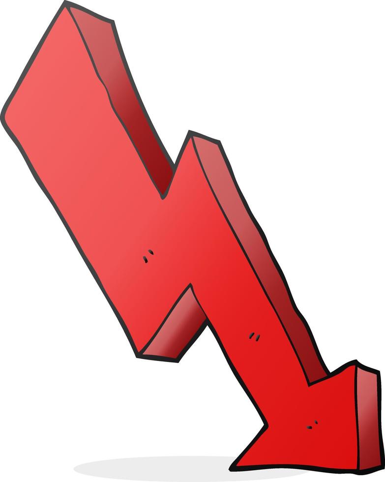 freehand drawn cartoon arrow down trend vector