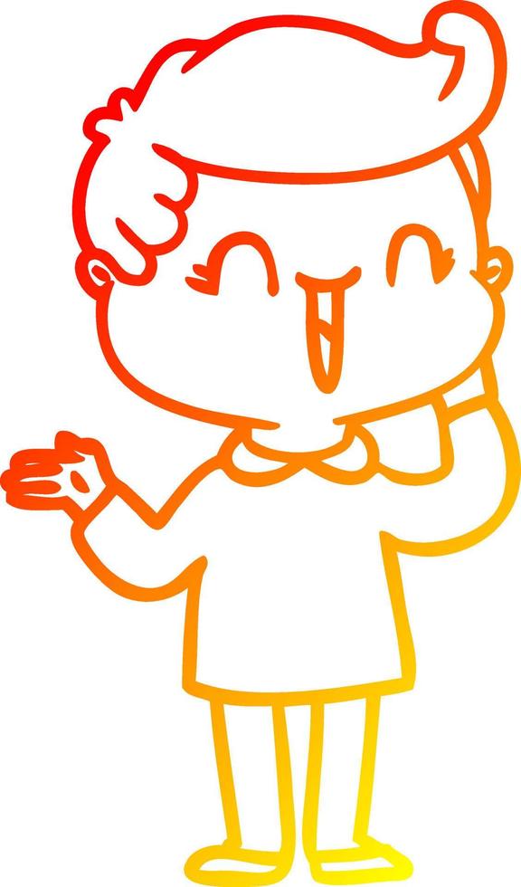 warm gradient line drawing cartoon laughing boy vector