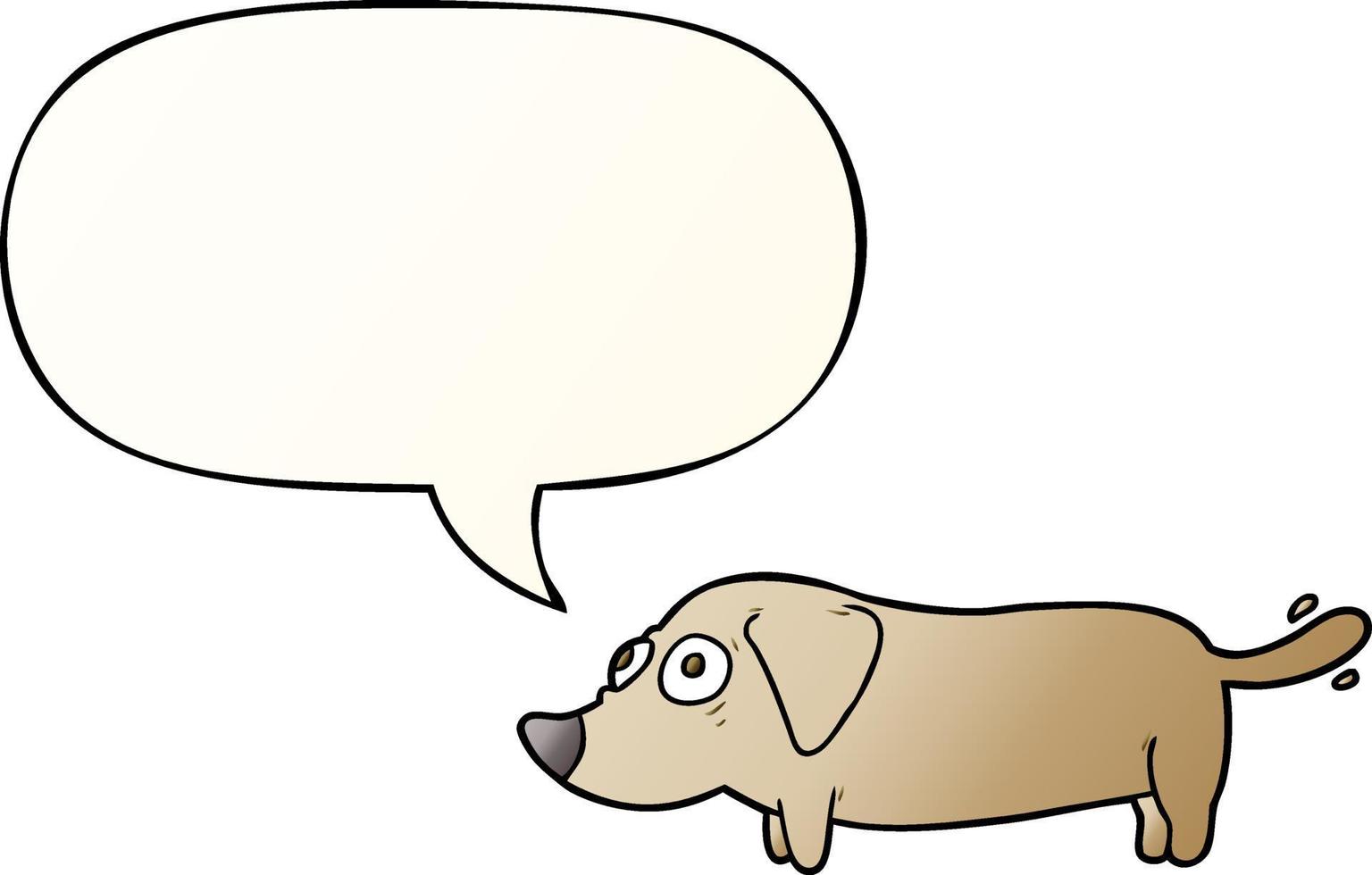 cartoon little dog and speech bubble in smooth gradient style vector