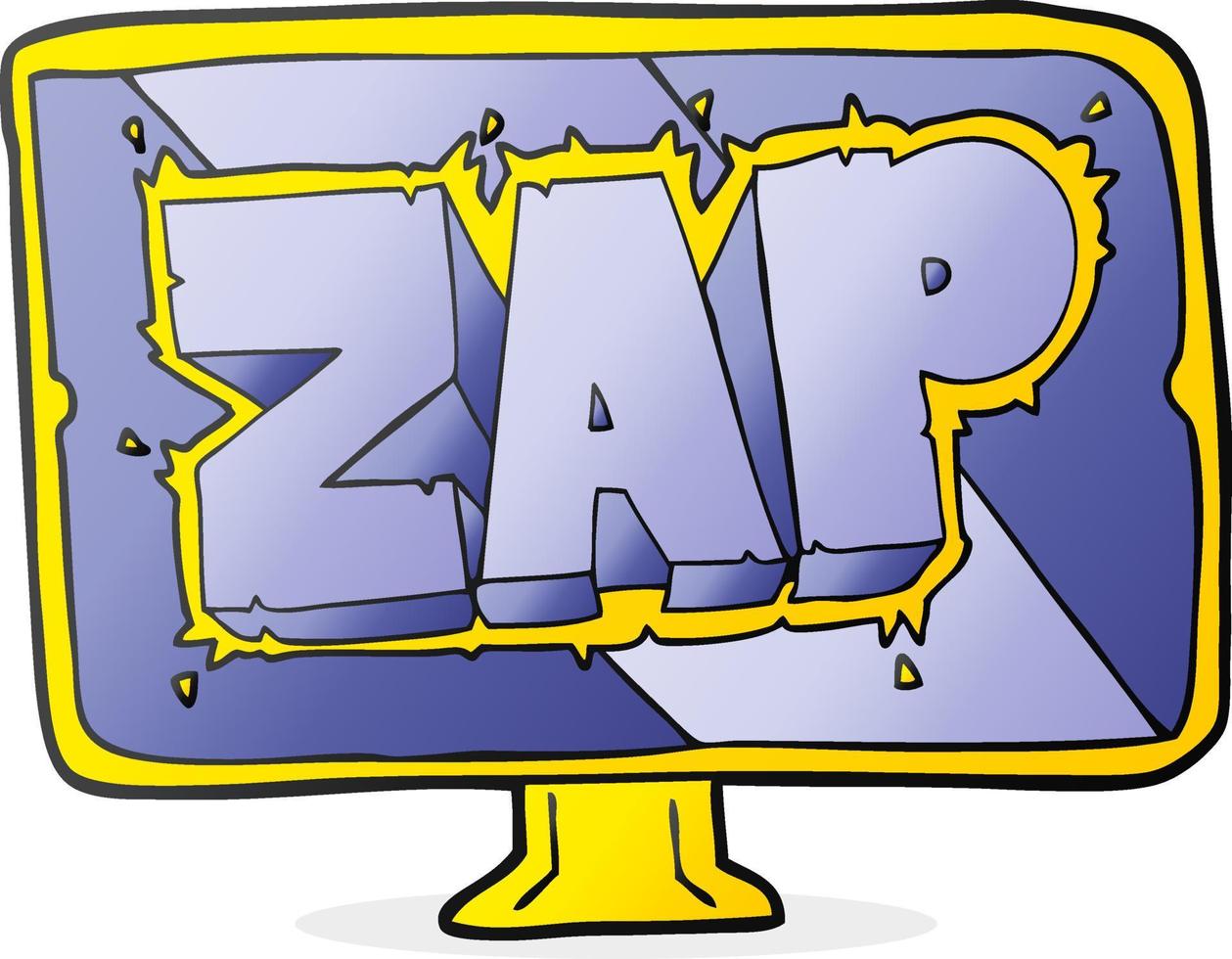 freehand drawn cartoon zap screen vector