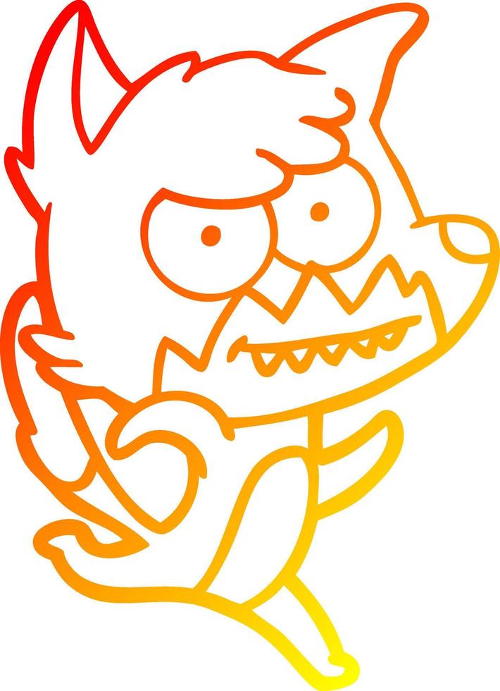warm gradient line drawing cartoon grinning fox vector