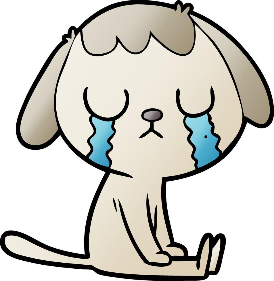 cute cartoon dog crying vector