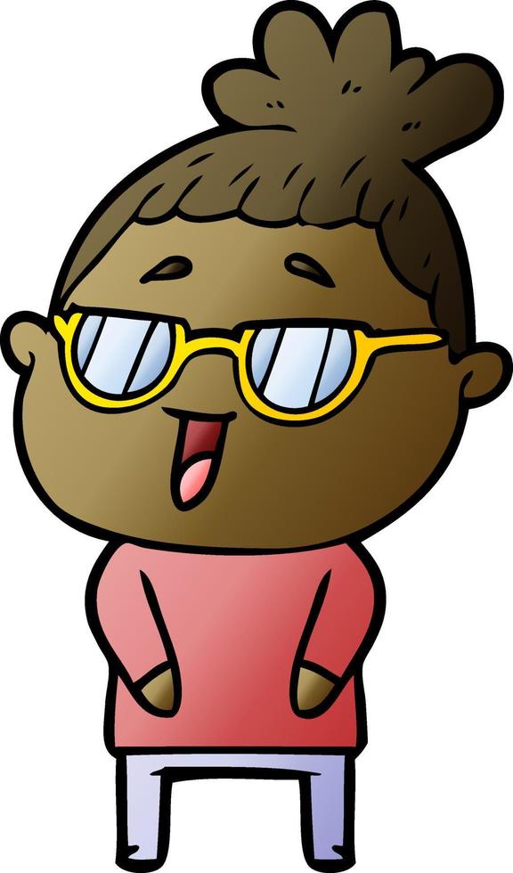 mujer feliz de dibujos animados con gafas vector