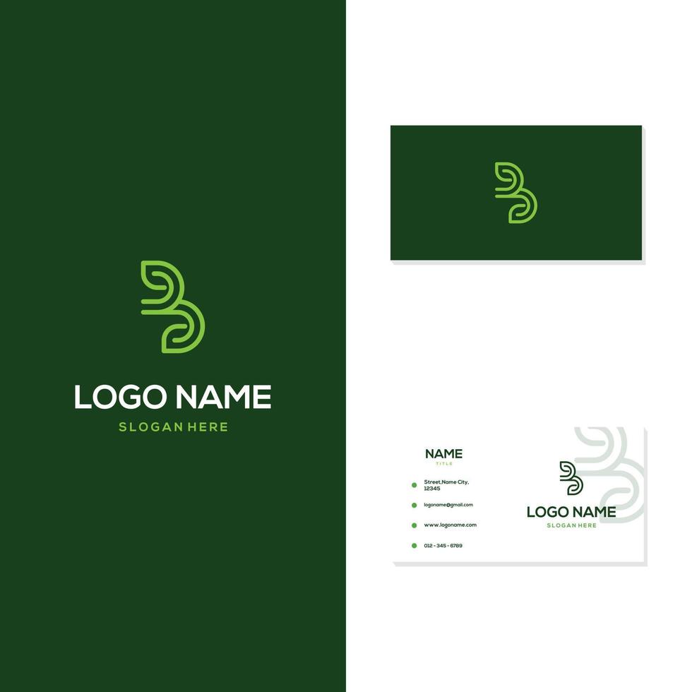 Letter B Leaf Line Modern Creative Logo vector