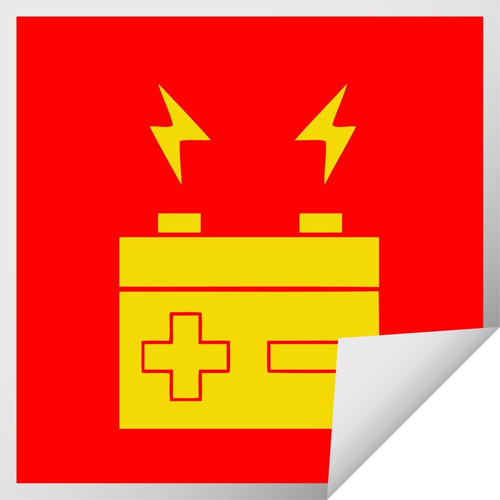 square peeling sticker cartoon electrical battery vector