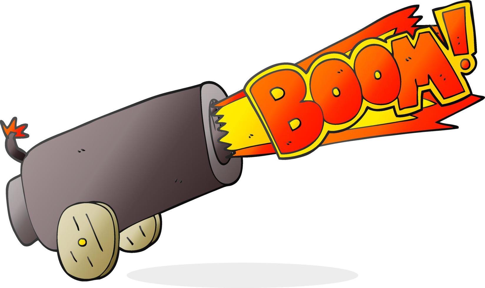 freehand drawn cartoon cannon shooting vector