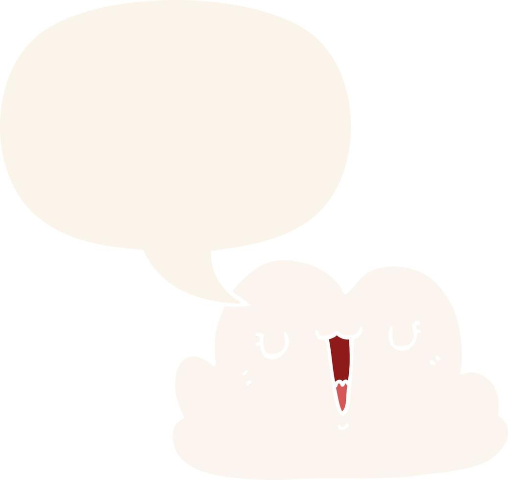 cute cartoon cloud and speech bubble in retro style vector