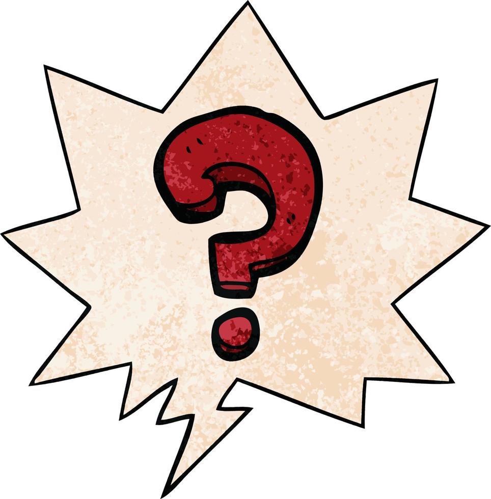 cartoon question mark and speech bubble in retro texture style vector