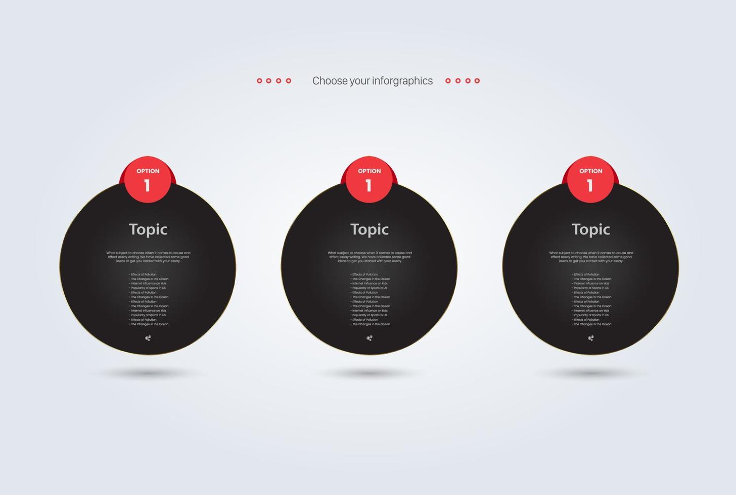 3 buttons of Vector infographic template, SET of three process infographic icons and banners template, infographic template for option, part, step, process designs