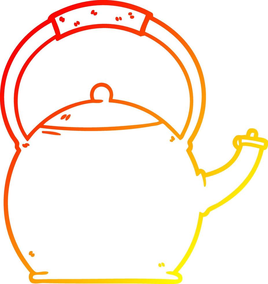 warm gradient line drawing cartoon kettle vector