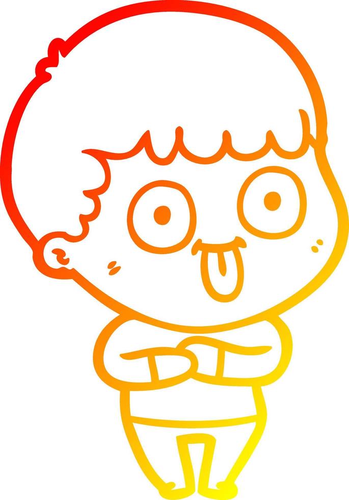 warm gradient line drawing cartoon dumb kid vector