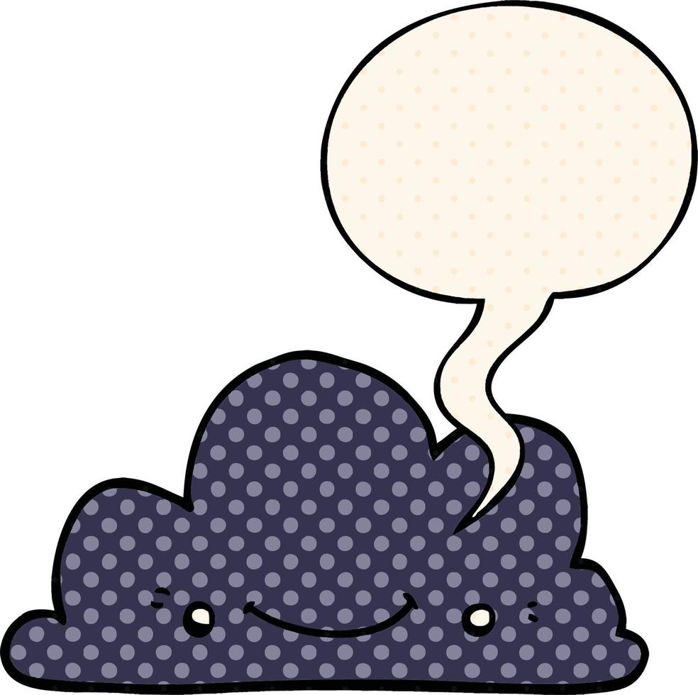 cute cartoon cloud and speech bubble in comic book style vector