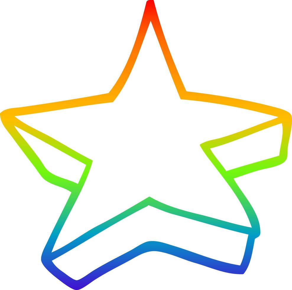 rainbow gradient line drawing cartoon shooting star vector
