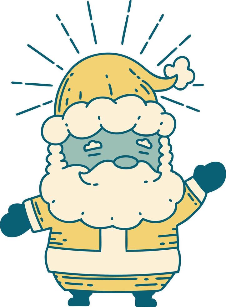 ilustración de un personaje de navidad de santa claus estilo tatuaje tradicional vector