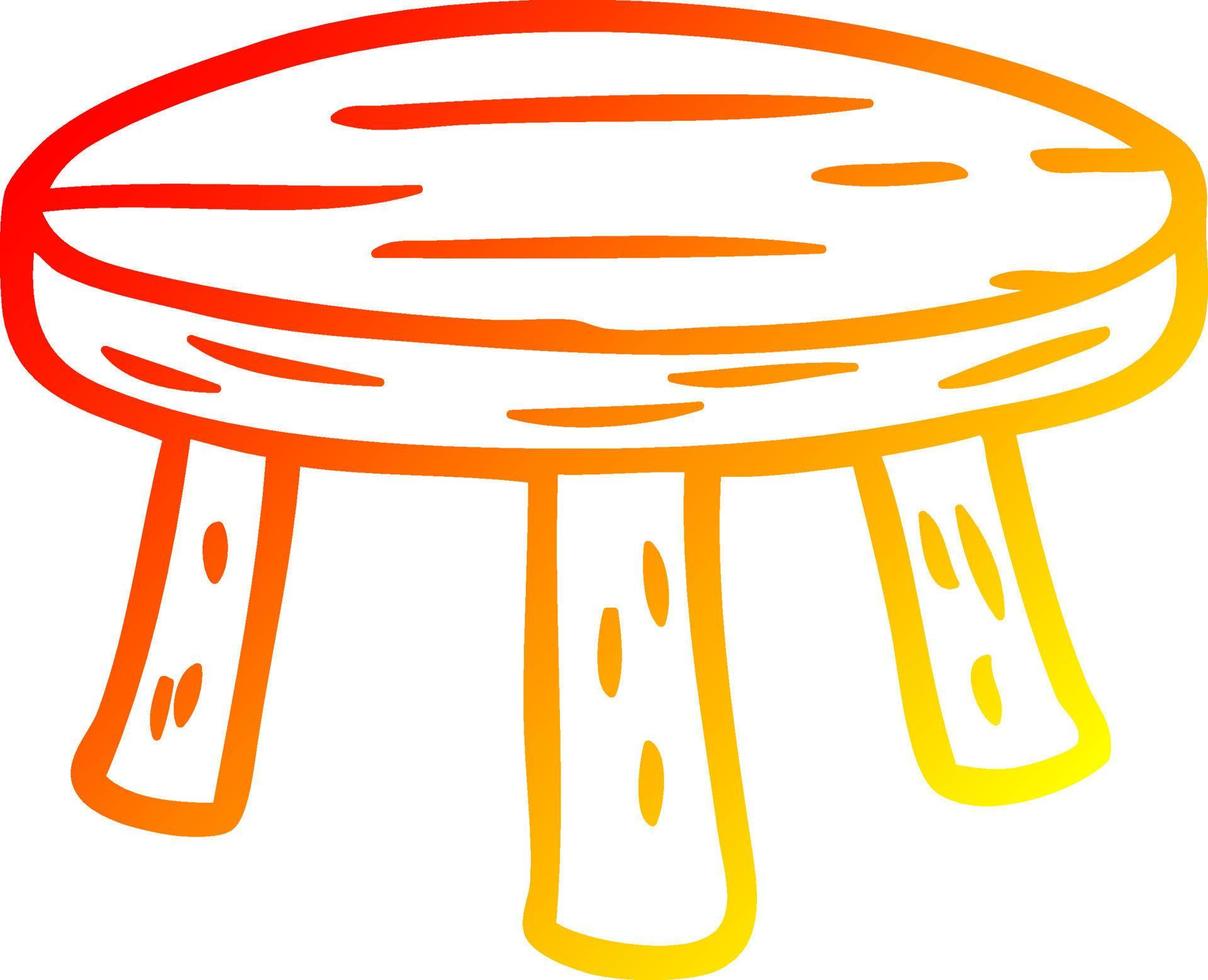 warm gradient line drawing small wooden stool vector