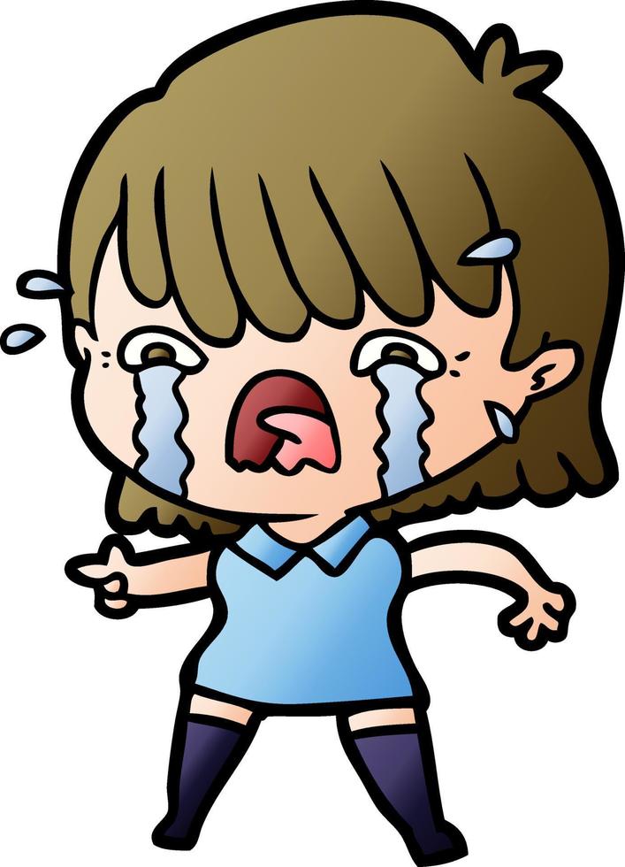 cartoon girl crying vector