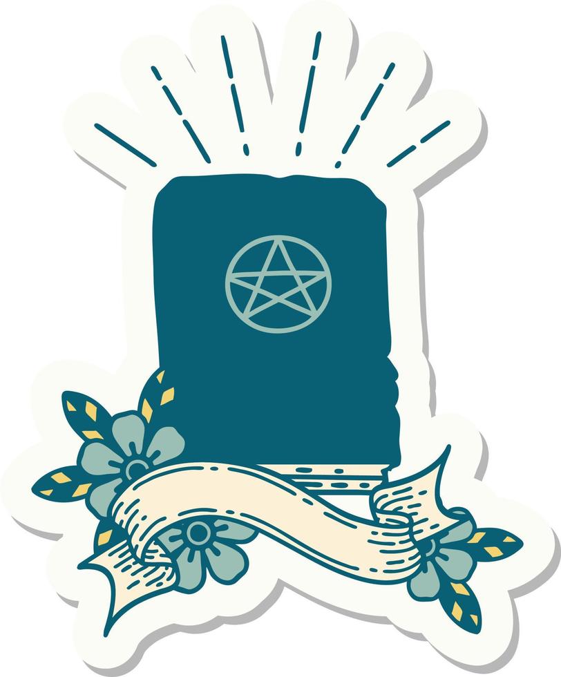 sticker of a tattoo style spellbook vector