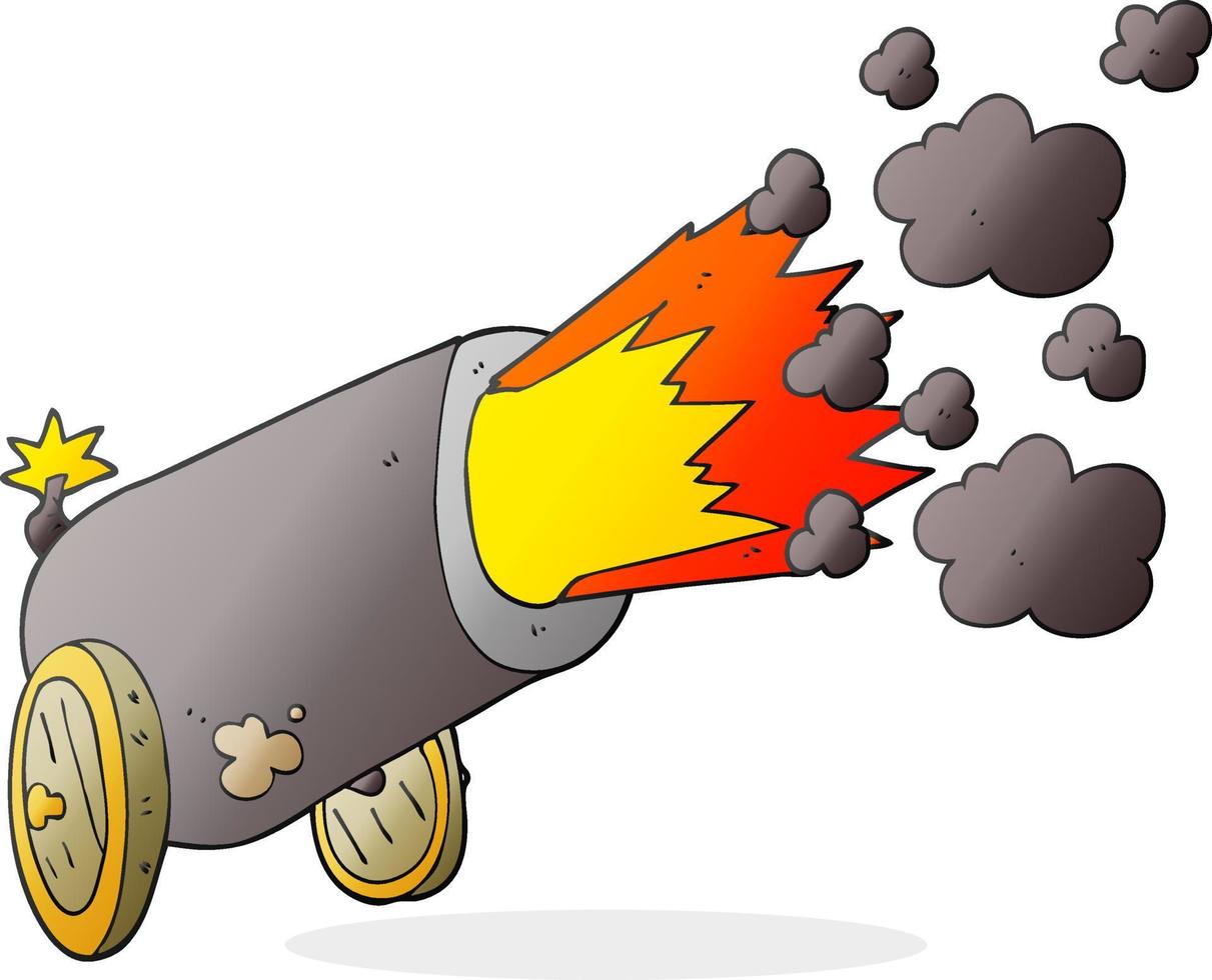 freehand drawn cartoon big cannon firing vector