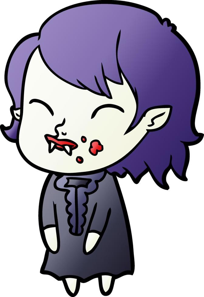 cartoon vampire girl with blood on cheek vector