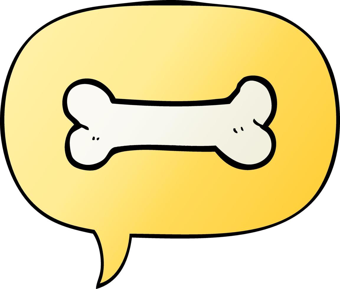 cartoon bone and speech bubble in smooth gradient style vector