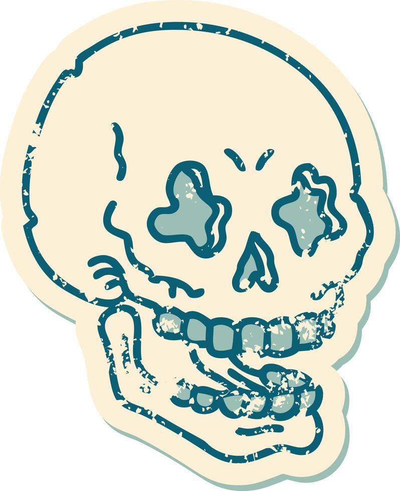 iconic distressed sticker tattoo style image of a skull vector