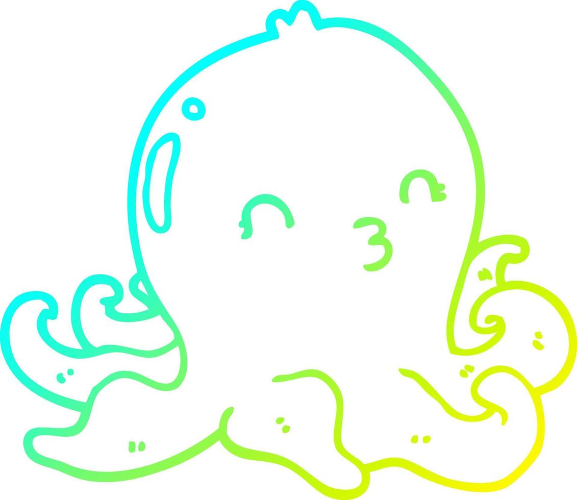 cold gradient line drawing cartoon octopus vector