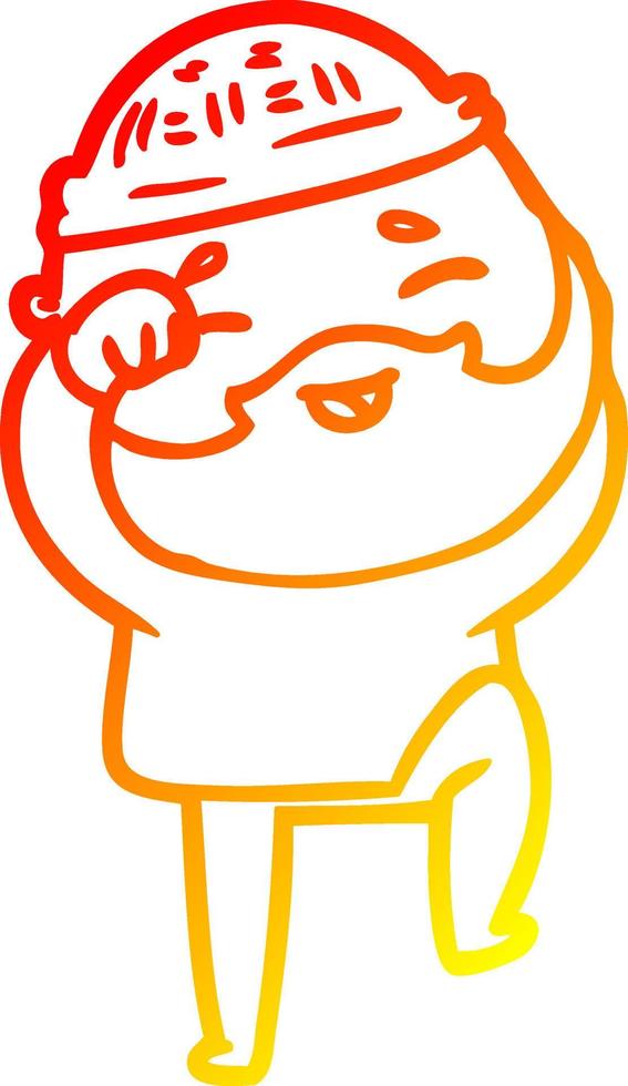 warm gradient line drawing cartoon happy bearded man vector