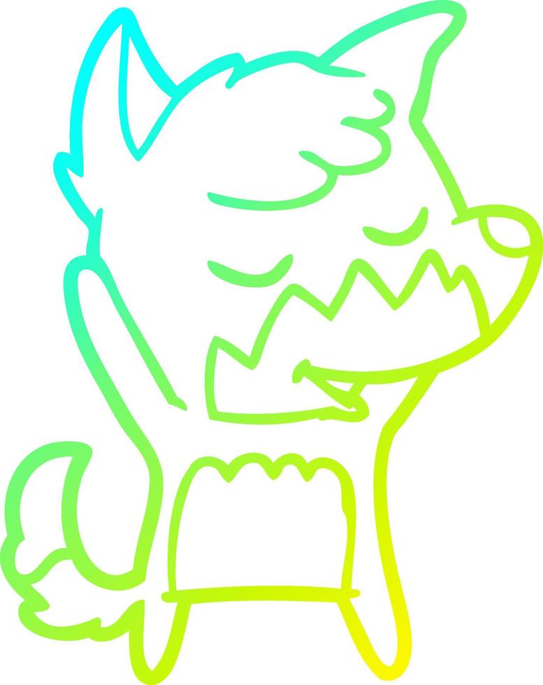 cold gradient line drawing friendly cartoon fox vector