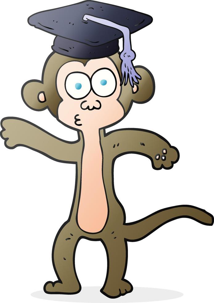 freehand drawn cartoon graduate monkey vector