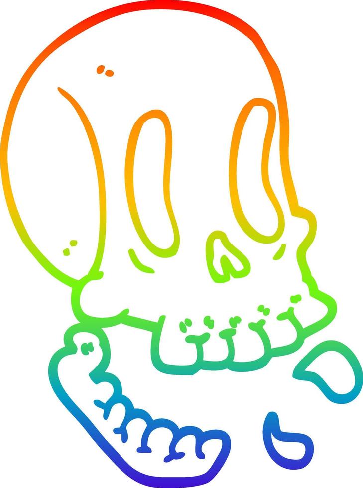 rainbow gradient line drawing funny cartoon skull vector