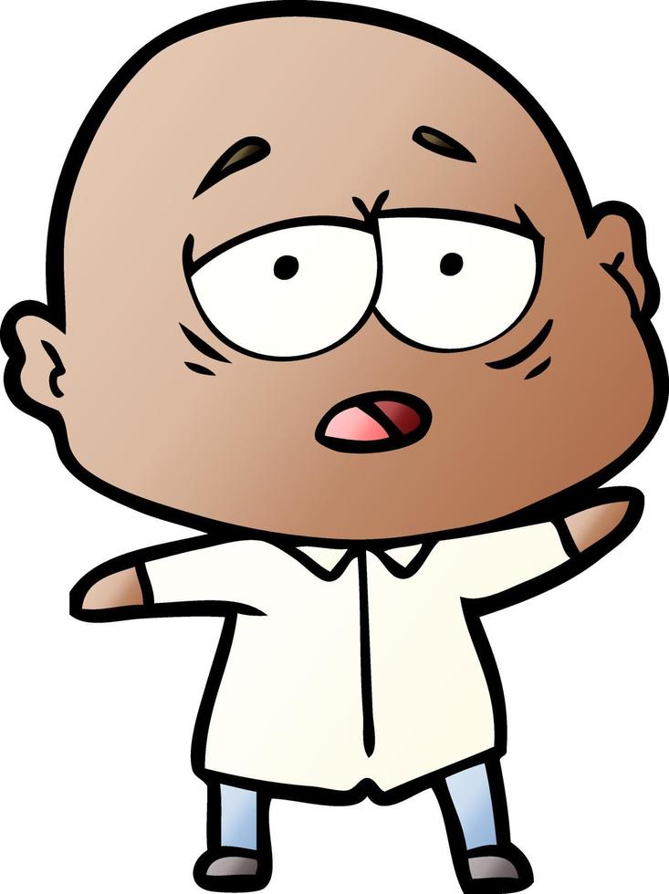 cartoon tired bald man vector