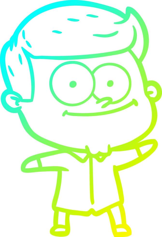 cold gradient line drawing cartoon happy man vector