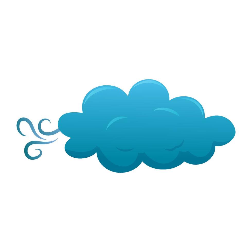 ilustración del tiempo de dibujos animados para niños, icono web. linda ilustración de nube azul oscuro con viento. tormenta vector