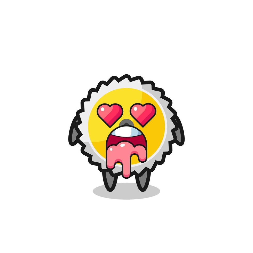 the falling in love expression of a cute saw blade with heart shaped eyes vector