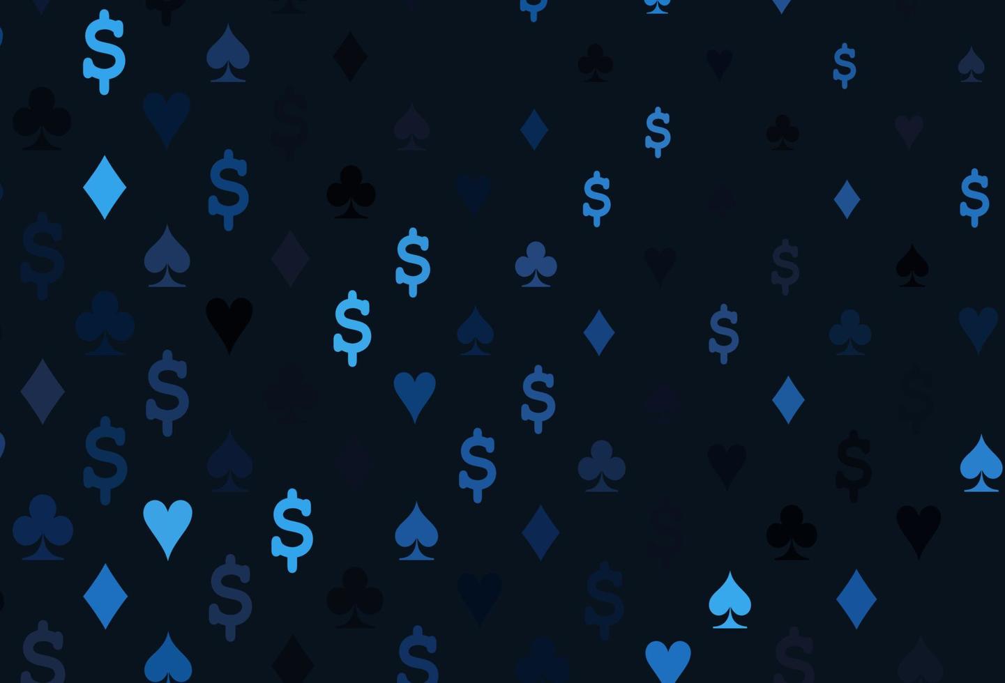 Dark blue vector cover with symbols of gamble.